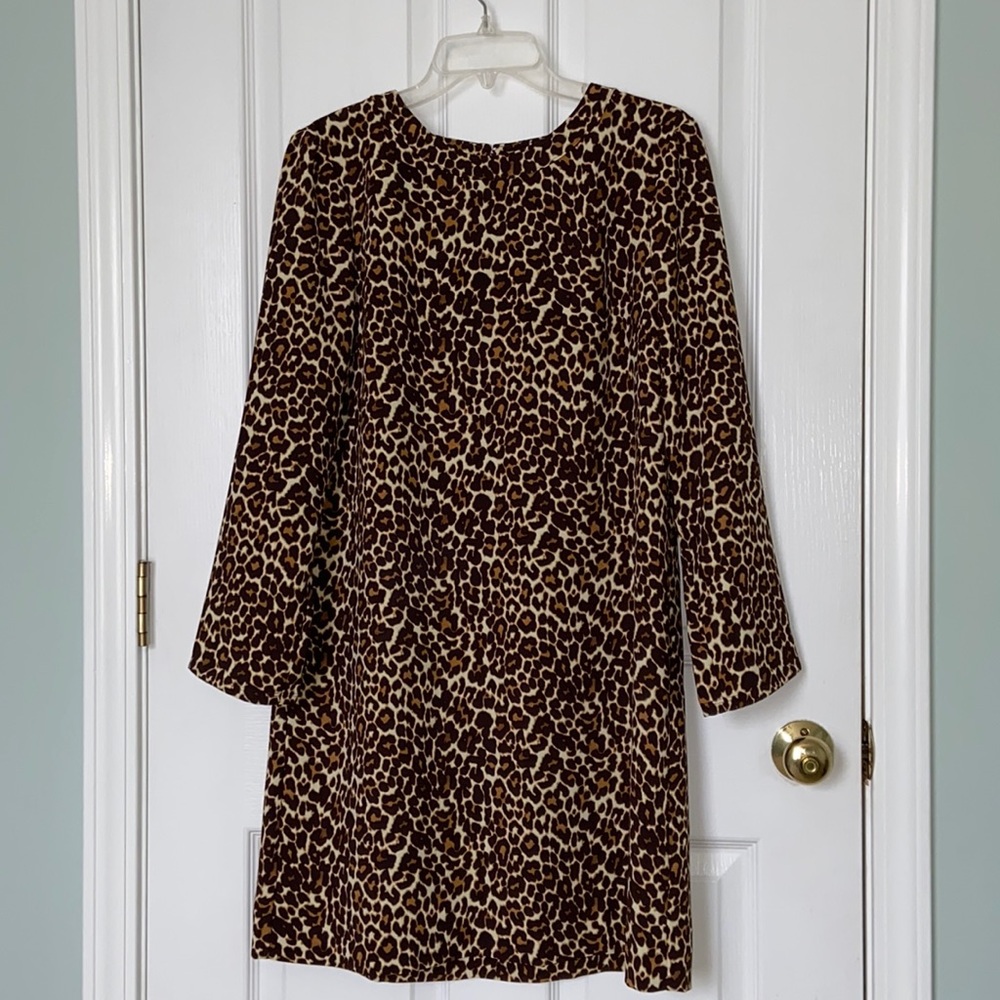 NWT J. Crew Leopard Print Shift Dress, Size 10